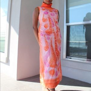 1970s Greek hand-painted dress
